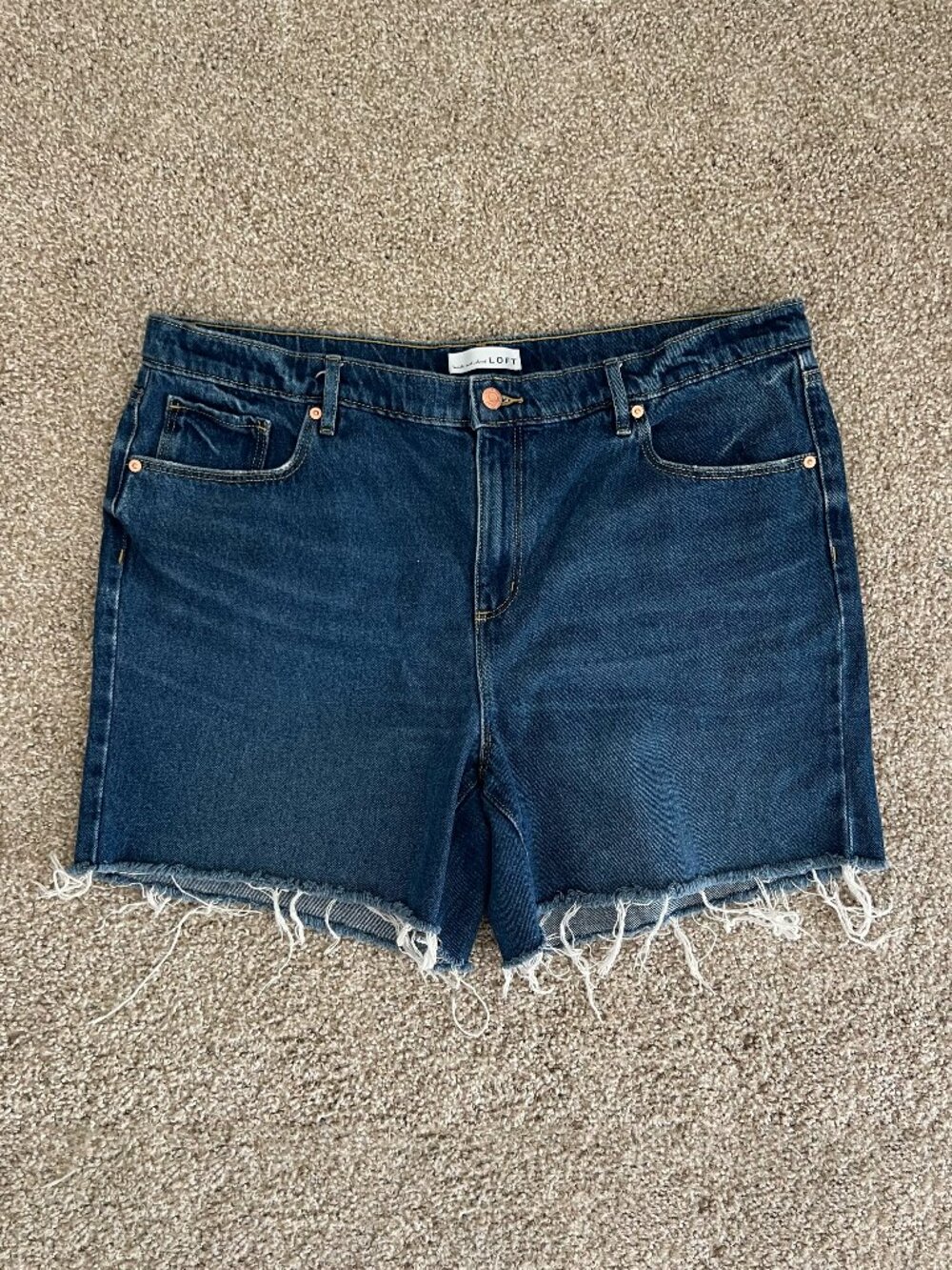 LOFT Dark Blue Denim Cutoff Jean Shorts